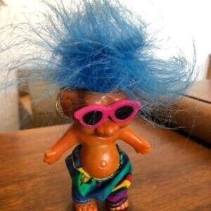 Vintage Hanging Blue Hair Hanging Troll Doll